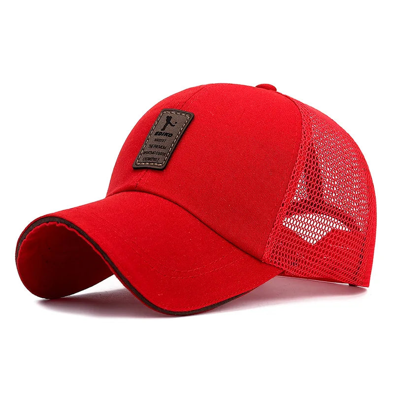 Simple Trucker Hat Solid Baseball Cap Men Mesh Breathable Sunscreen Caps Label Stick Snapback Sunhat Summer Golf Baseball Hat