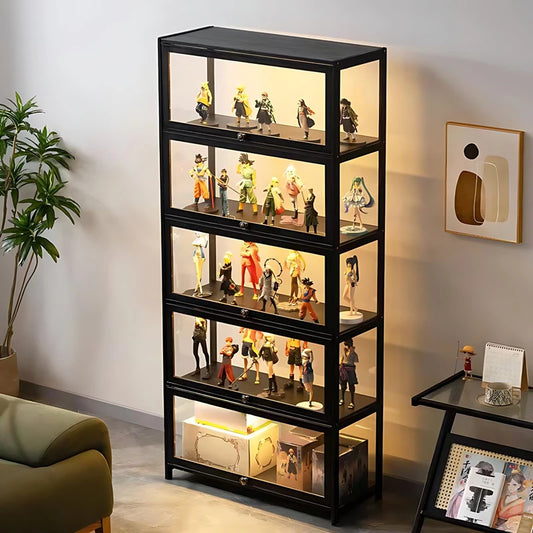 5-Tier Curio Display Cabinet Storage Shelves with Acrylic Door Collectibles Toy Organizers Rack & Display Shelf Display Case