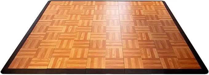5X5OAKFLOOR Interlocking Lightweight Plastic Modular Dance Floor Kit (5' x 5'), Oak, 45 Piece