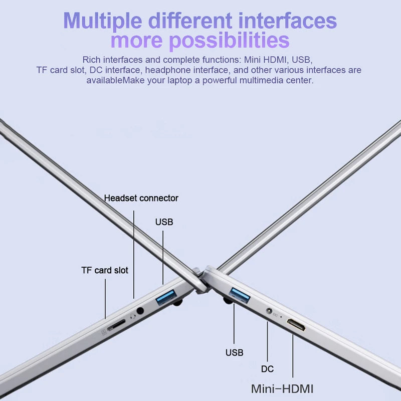 14.1" Ultra-Slim Laptop 16GB RAM 2TB SSD Intel CPU Windows 11 Pro FHD Anti-Glare Multilingual Office/Study PC