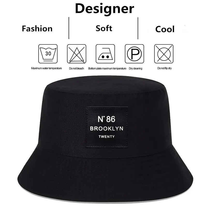 Unisex N86 Leather Label Personality Bucket Hats Fishermen Caps Outdoor Casual Cap Sunscreen Hat