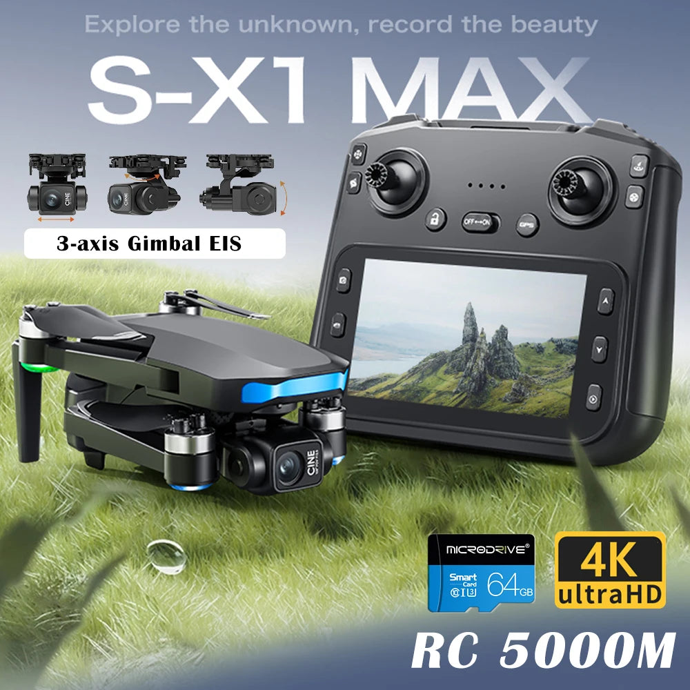 Mini Drone Professional 3-Axis Gimbal 5G WIFI GPS 8K Camera RC Drone with Screen Digital Relay Image Transmission Aerial UAV