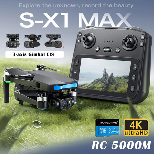 Mini Drone Professional 3-Axis Gimbal 5G WIFI GPS 8K Camera RC Drone with Screen Digital Relay Image Transmission Aerial UAV