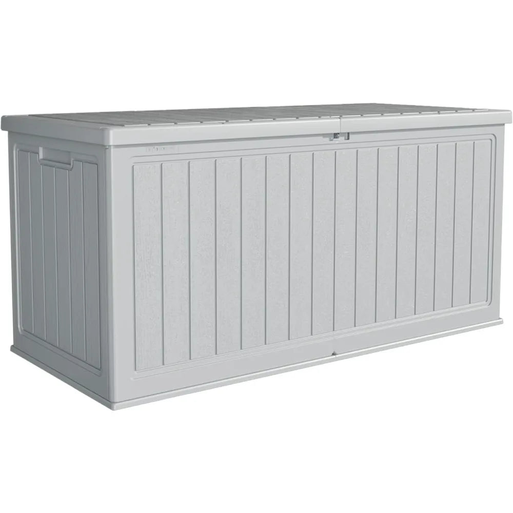260 Gallon Outdoor Storage Box, Extra-Large Weatherproof Deck Box with Fixed Divider, Lockable and Durable Patio Storage Soluti