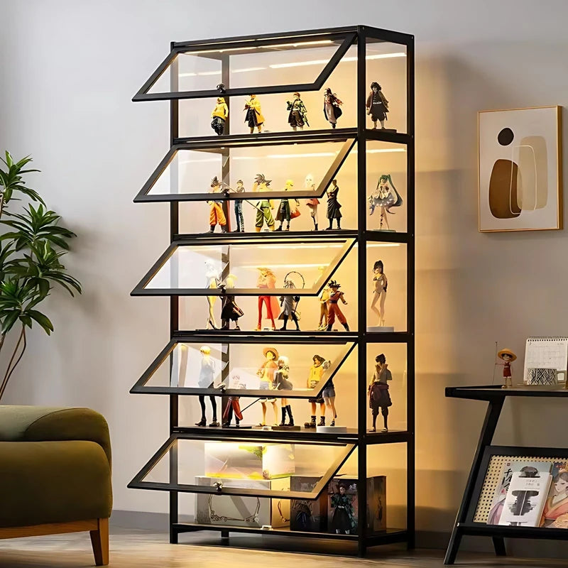 5-Tier Curio Display Cabinet Storage Shelves with Acrylic Door Collectibles Toy Organizers Rack & Display Shelf Display Case