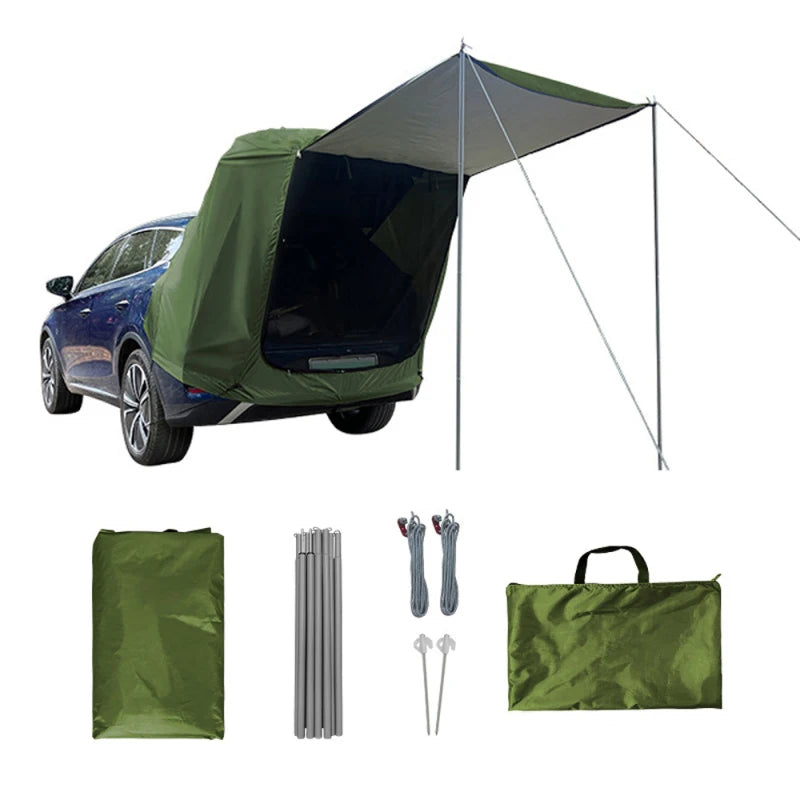 Camping Car Rear Tent Outdoor Car Trunk Tent w Canopy Car Trunk Extension Tent Sunshine-Proof Camping Equipment Travel Supples