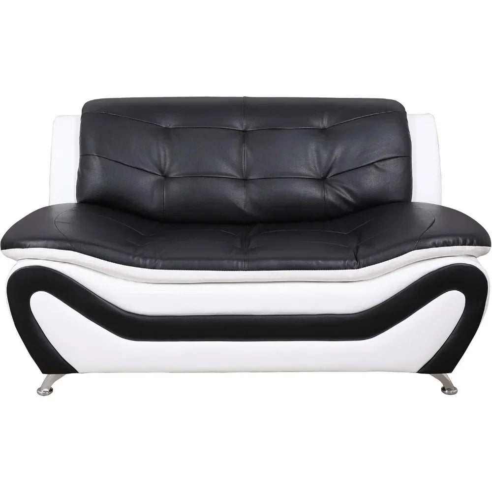 3-piece Modern Sofa Set, Black/white, 32.5 Inches Deep X 77.5 Inches Wide X 35 Inches High