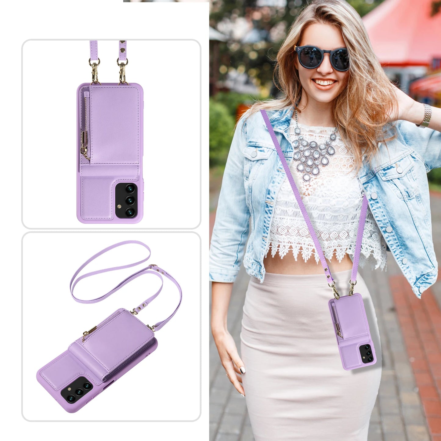 Zipper Leather Cases Phone Case For Samsung Galaxy S24 Ultra S24 plus S24 S23 FE S22 S21 For Samsung Galaxy Z Flip 5 Z Fold 5