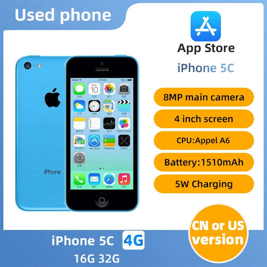 Apple iPhone 5C 3G Mobile Phone 4.0 Display Dual Core CellPhone 8GB/16GB/32GB ROM WCDMA Used WIFI GPS IOS used phone