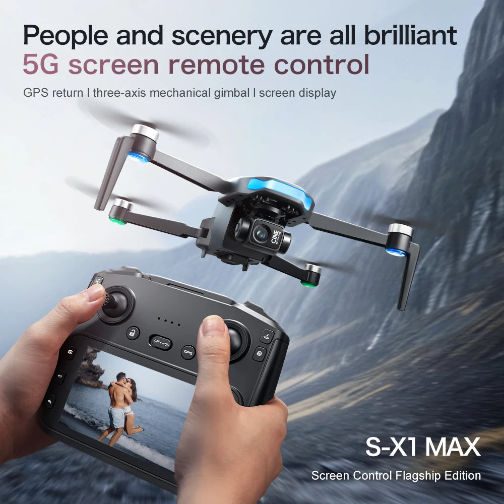 Mini Drone Professional 3-Axis Gimbal 5G WIFI GPS 8K Camera RC Drone with Screen Digital Relay Image Transmission Aerial UAV