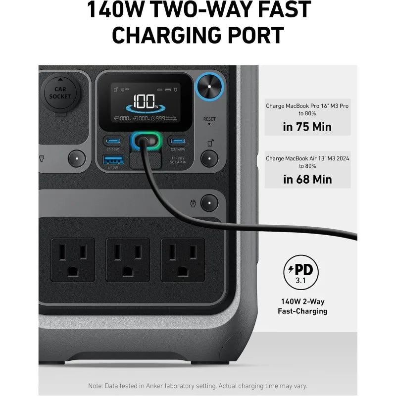 SOLIX C300 Portable Power Station Outdoor 288Wh LiFePO4 Battery, 300W (600W Surge) Solar Generator 140W Two-Way Fast Charging