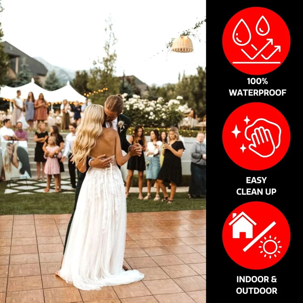 5X5OAKFLOOR Interlocking Lightweight Plastic Modular Dance Floor Kit (5' x 5'), Oak, 45 Piece