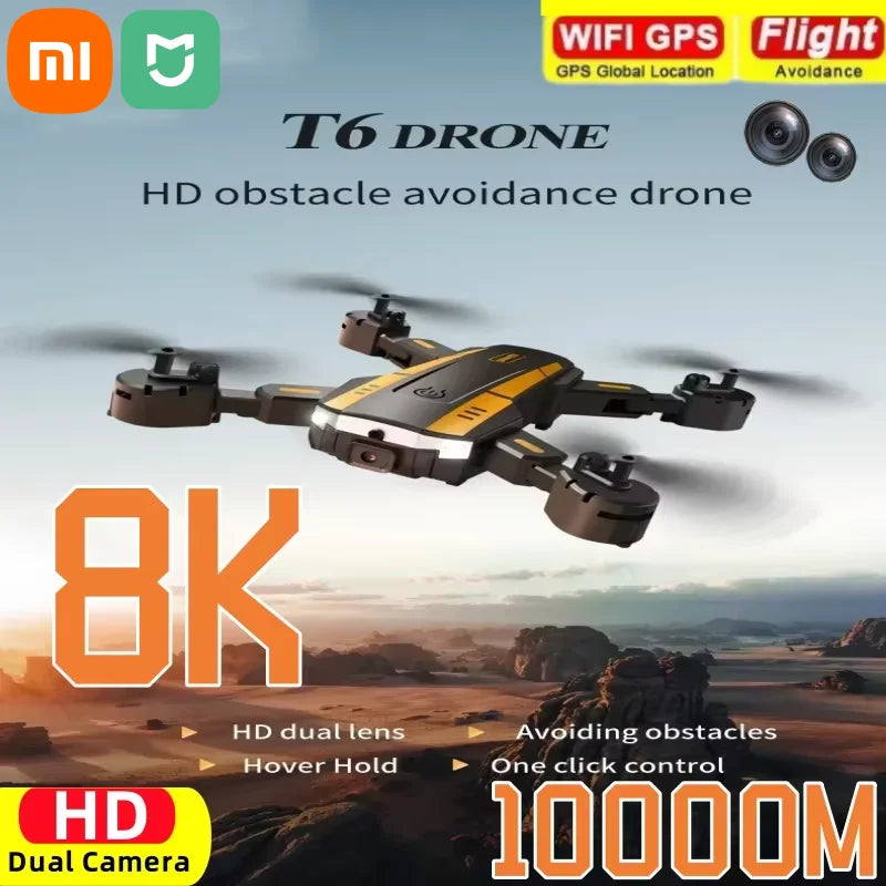 Xiaomi T6 Drone 8K Profesional HD GPS Camera Obstacle Avoidance Aerial Photography Optical Flow Foldable Quadcopter 10000M