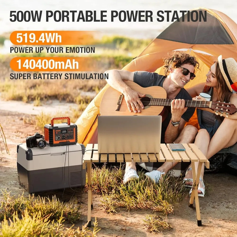 Portable Power Station 500, 110V/500W Solar Generator(Surge 1000W), 519.4Wh Backup Lithium Battery for Outdoor Home Emergenc
