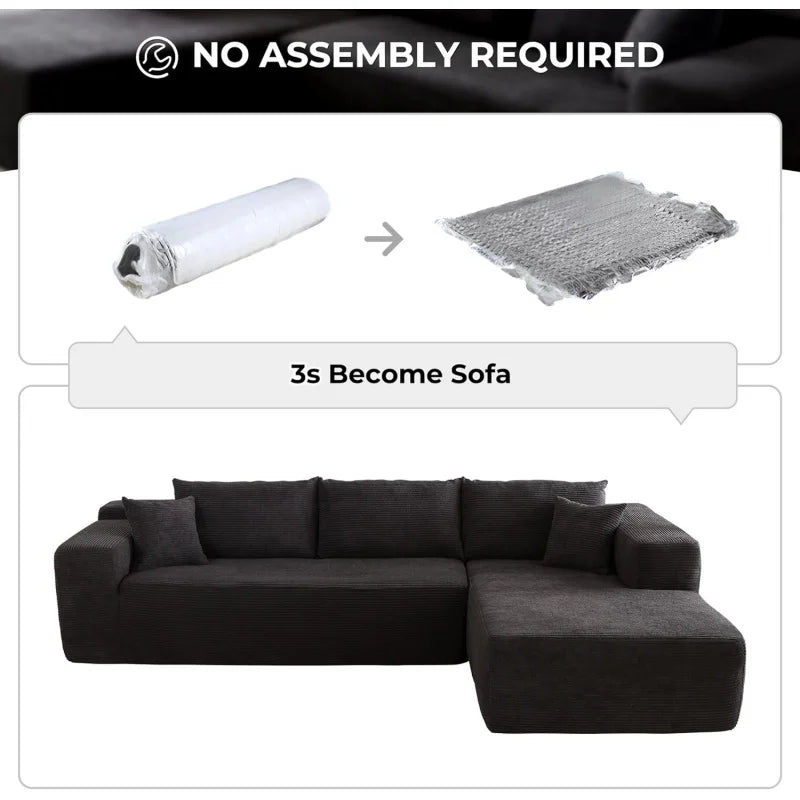 Modern Minimalist 104" L-Shape Couch with Chaise,Modular Sectional Sofa Cloud Deep Seat,Convertible Upholstered Couches for