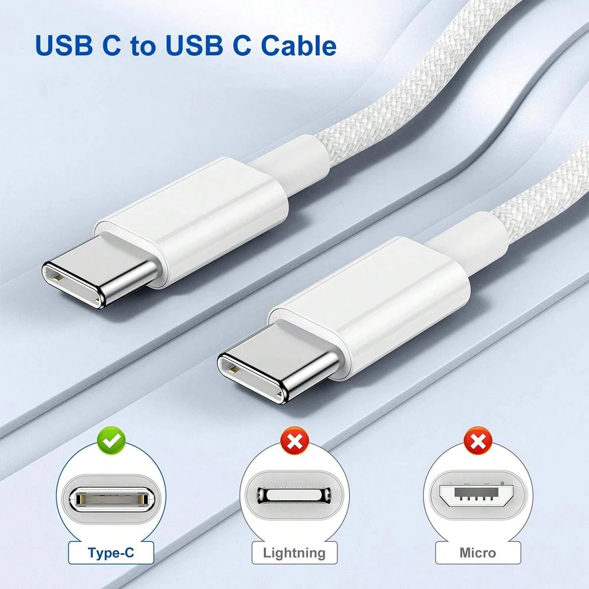 30W Fast Charger Set USB C Port Wall Charging 3.3Ft Type-C Braiding Data Cable for iPhone 16 15 Pro Max Plus ipad Samsung Xiaomi