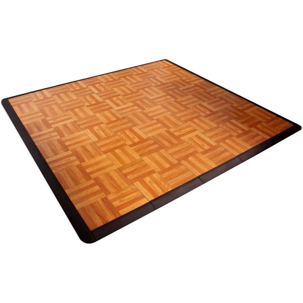 5X5OAKFLOOR Interlocking Lightweight Plastic Modular Dance Floor Kit (5' x 5'), Oak, 45 Piece