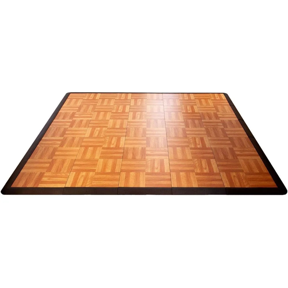 5X5OAKFLOOR Interlocking Lightweight Plastic Modular Dance Floor Kit (5' x 5'), Oak, 45 Piece