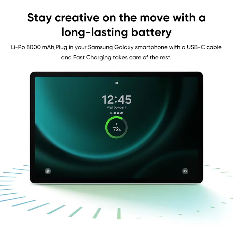 Samsung Galaxy Tab S9 FE 6GB+128GB Android Tablet 10.9" 90 Hz Screen IP68 Rating 45W Fast Charging 8000mAh Battery Exynos 1380