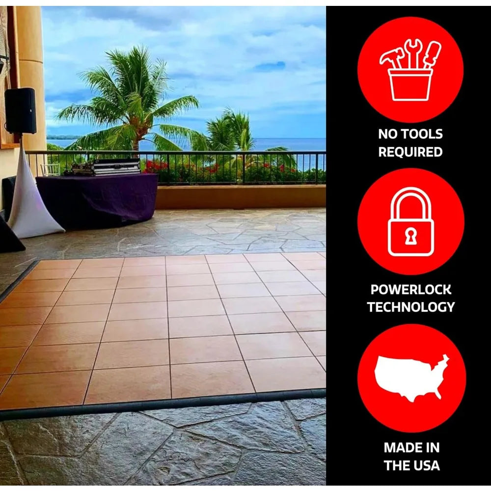 5X5OAKFLOOR Interlocking Lightweight Plastic Modular Dance Floor Kit (5' x 5'), Oak, 45 Piece