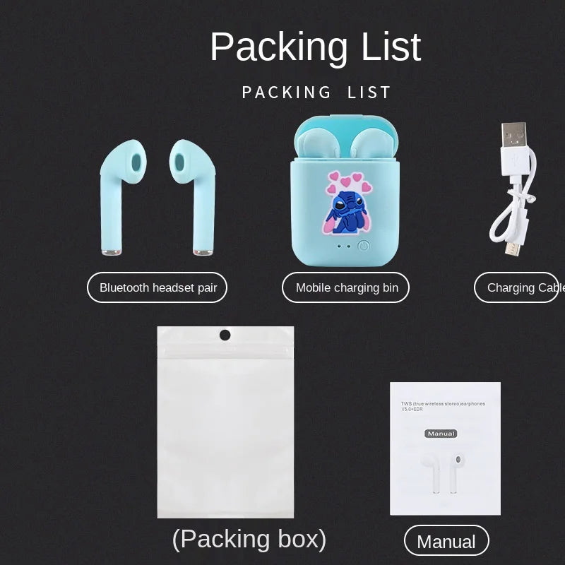 Disney TWS i7 Mini 2 Wireless Headphones Bluetooth 5.0 Earphone Matte Macaron Earbuds Handsfree With Mic Charging Box Headset