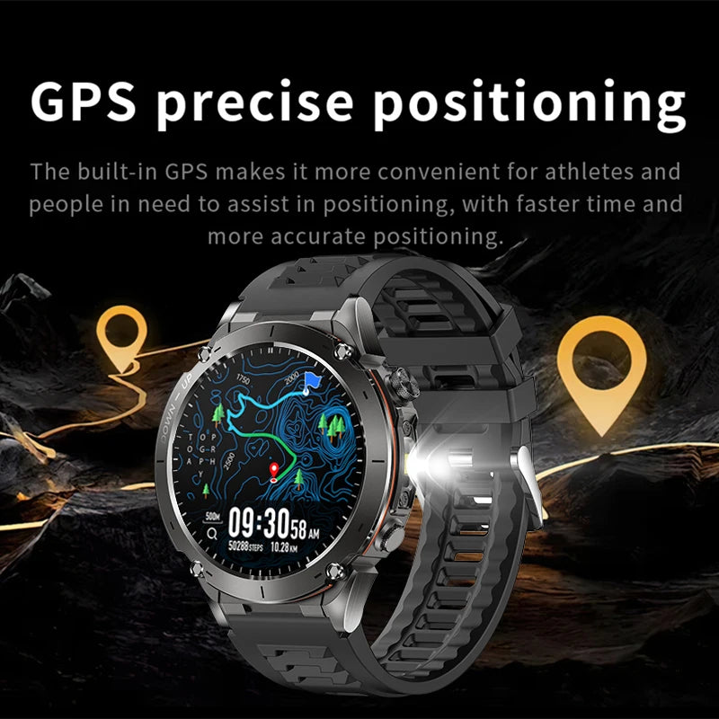 Outdoor Smart Watch 466*466 AMOLED Full Touch Screen 5ATM Waterproof GPS 730mAh High Battery Compass 170+ Sports Modes For Men