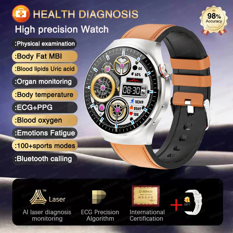 2025 High precision ECG Uric Acid Blood Fat Smart Watch Men Body Fat Blood pressure Heart rate Pulse For HUAWEI Health  Watches