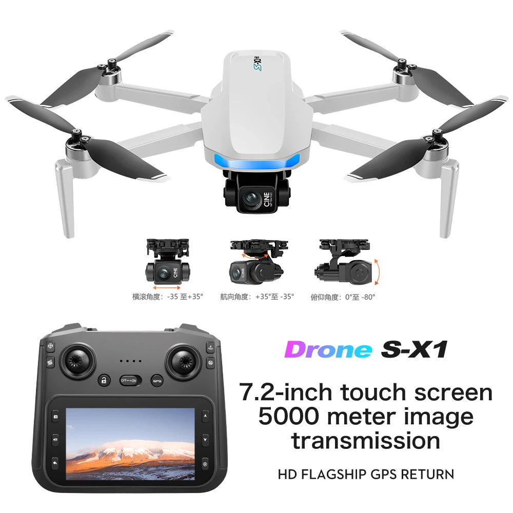 Mini Drone Professional 3-Axis Gimbal 5G WIFI GPS 8K Camera RC Drone with Screen Digital Relay Image Transmission Aerial UAV