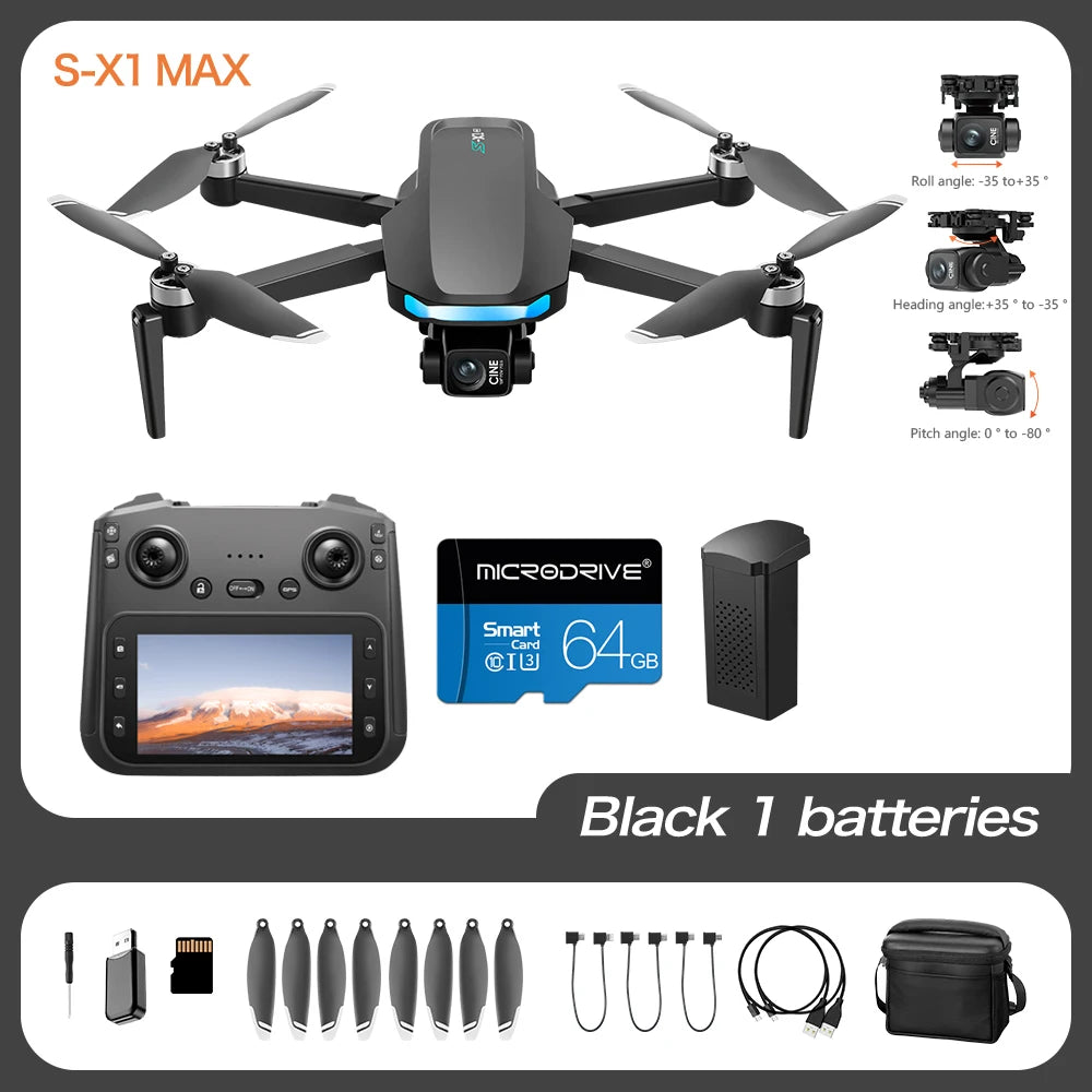 Mini Drone Professional 3-Axis Gimbal 5G WIFI GPS 8K Camera RC Drone with Screen Digital Relay Image Transmission Aerial UAV
