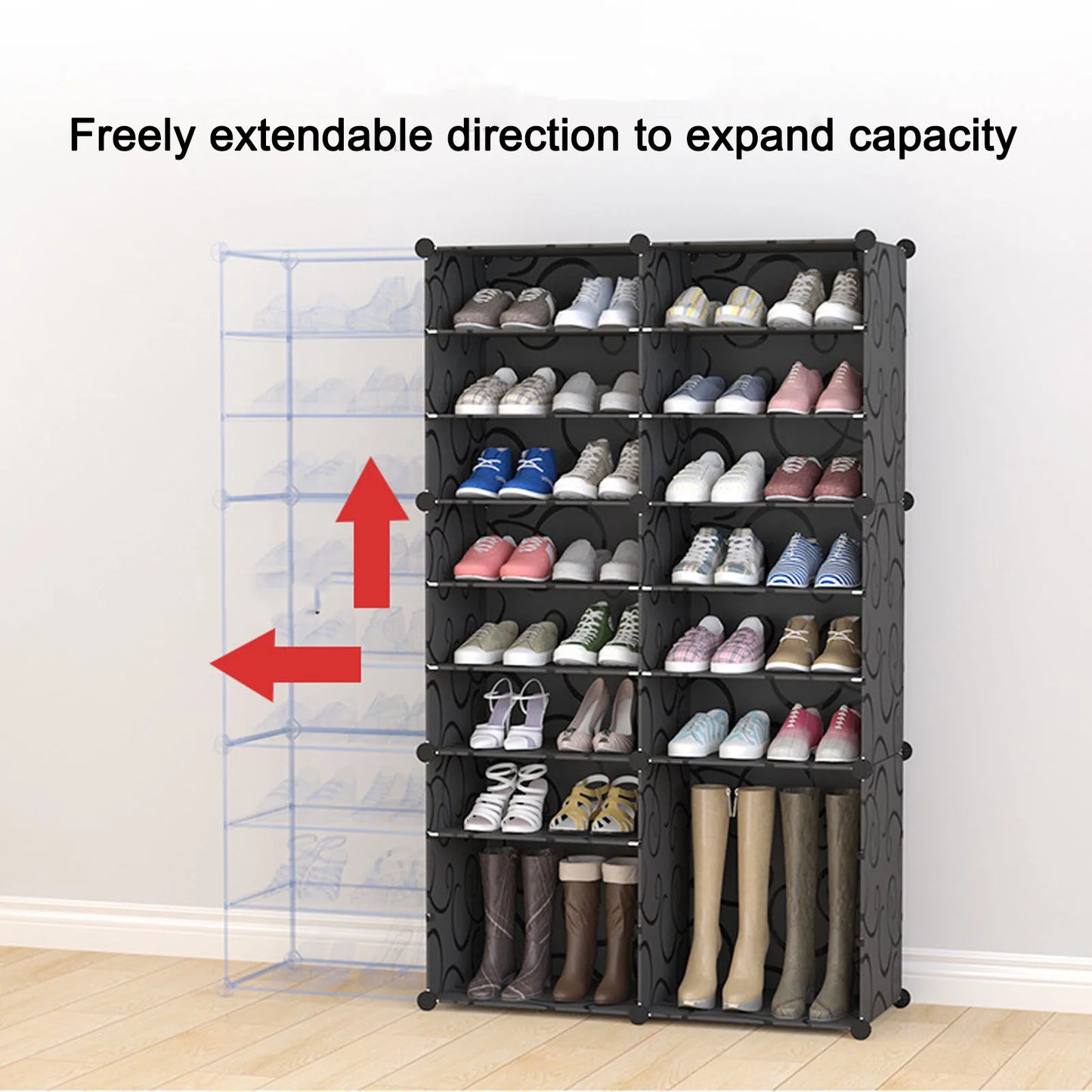 Tall Shoe Rack Easy To Assemble Vertical Shoe Rack Organizer Space Saving Multi Layer Multifunction with Clear Door for Doorway