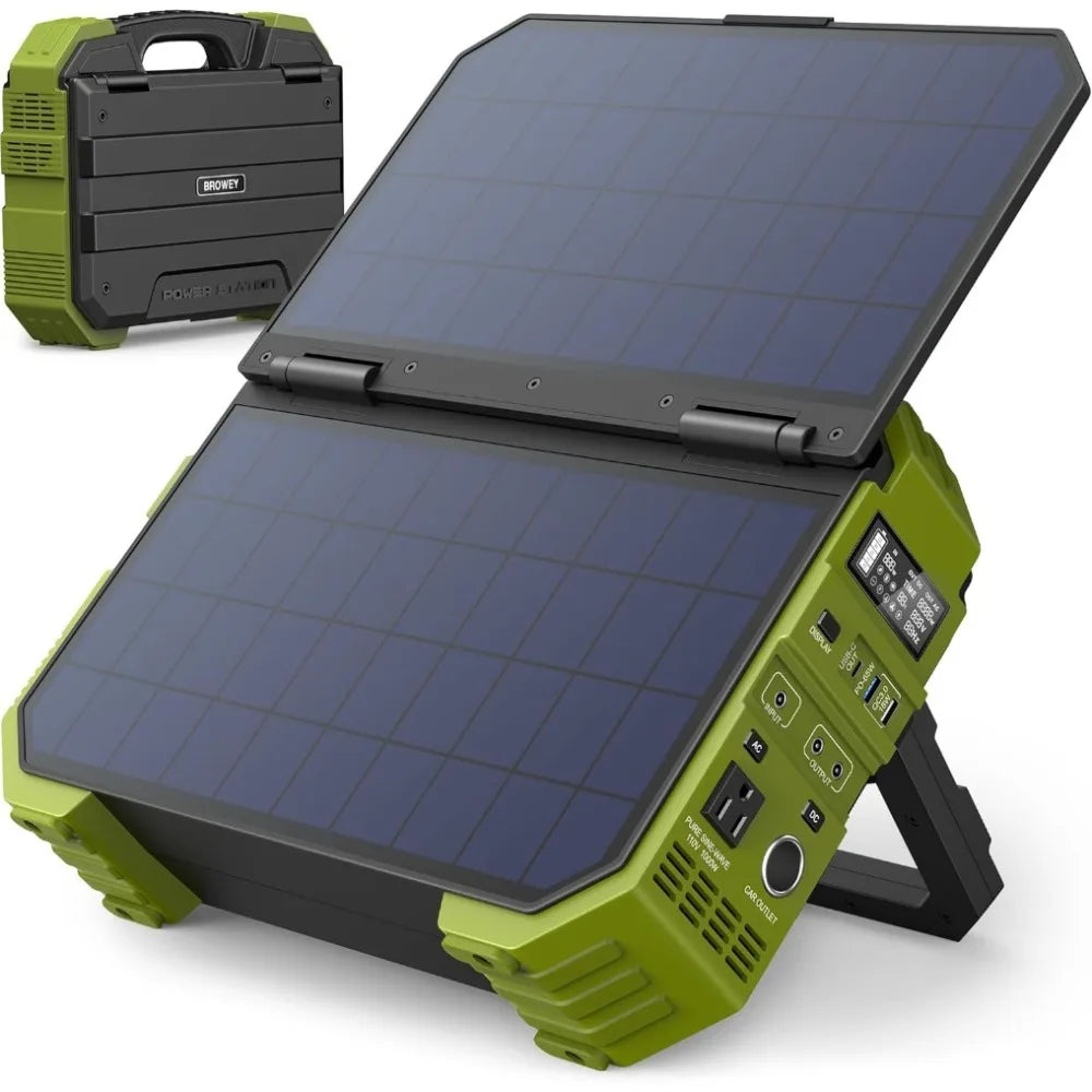Portable Power Station 1000W with Built-in Solar Panel, 614WH/192000mAh LiFePO4 Battery Pack, Solar Generator