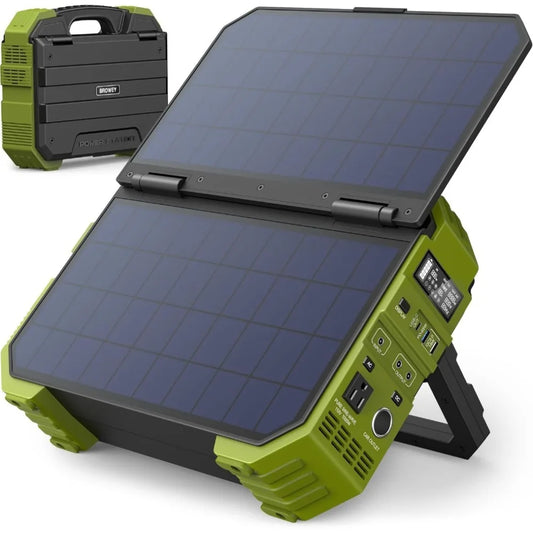 Portable Power Station 1000W with Built-in Solar Panel, 614WH/192000mAh LiFePO4 Battery Pack, Solar Generator