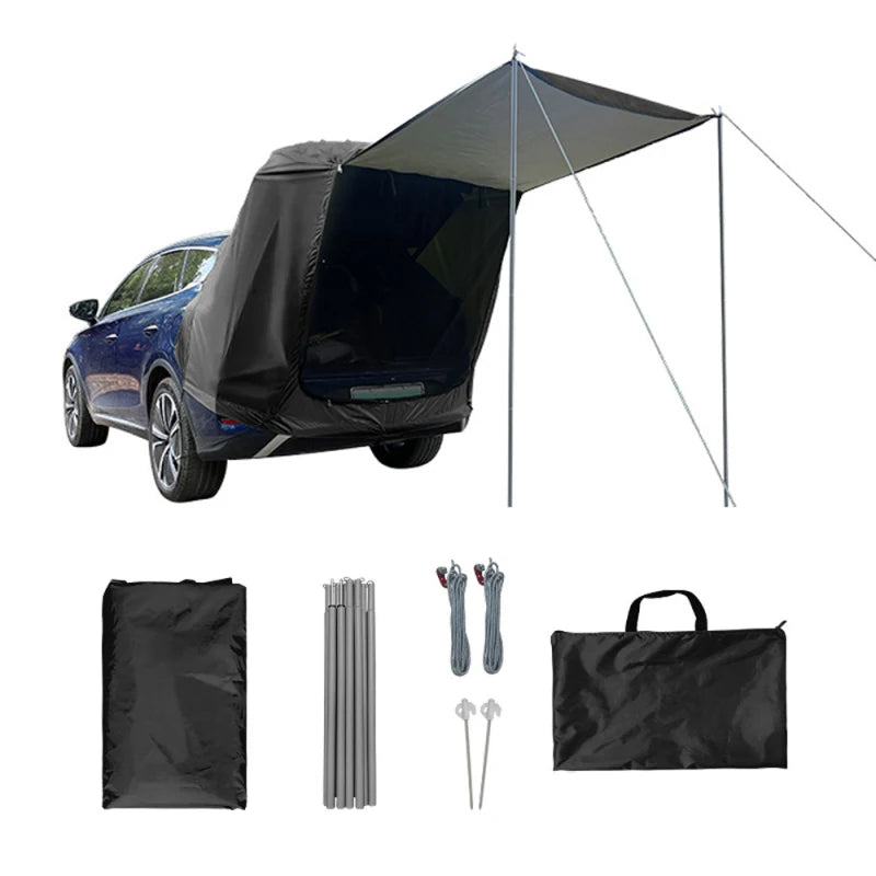 Camping Car Rear Tent Outdoor Car Trunk Tent w Canopy Car Trunk Extension Tent Sunshine-Proof Camping Equipment Travel Supples