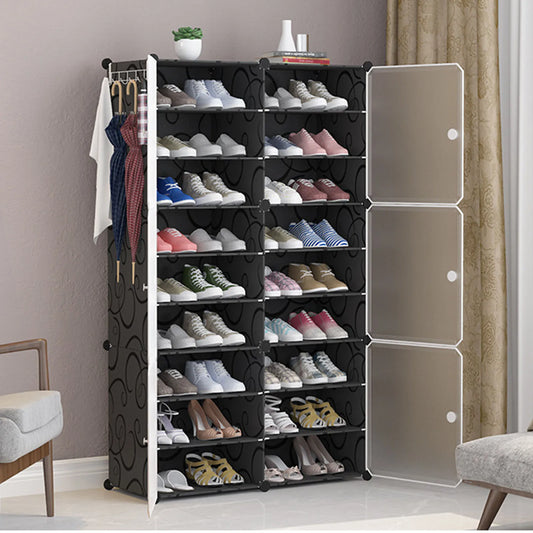 Tall Shoe Rack Easy To Assemble Vertical Shoe Rack Organizer Space Saving Multi Layer Multifunction with Clear Door for Doorway