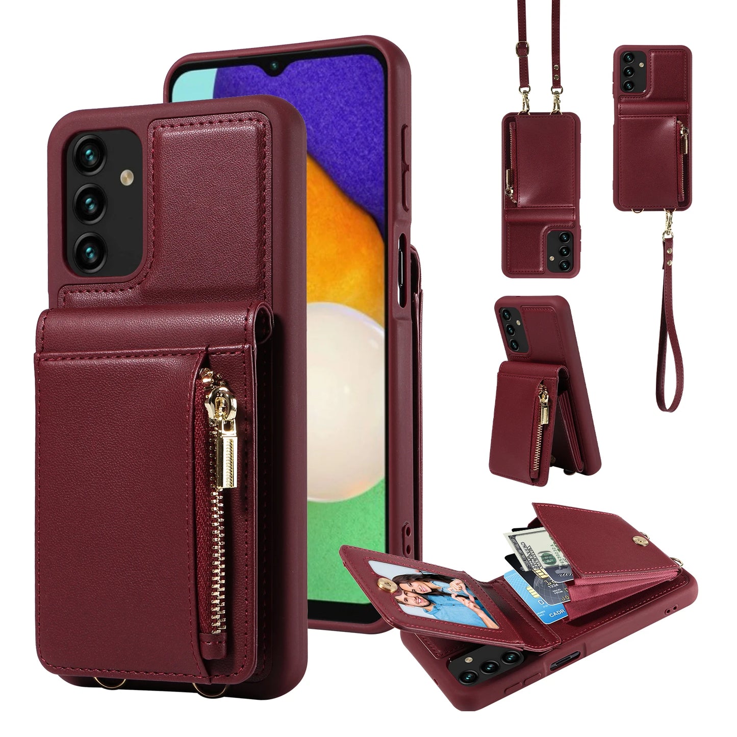 Zipper Leather Cases Phone Case For Samsung Galaxy S24 Ultra S24 plus S24 S23 FE S22 S21 For Samsung Galaxy Z Flip 5 Z Fold 5