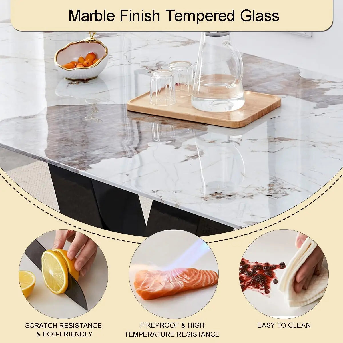 Marble Dining Table Set for 8 Modern Dining Room Table 71'' Large Glass Dinner Table and 8 Light Grey PU Chairs White and Gold