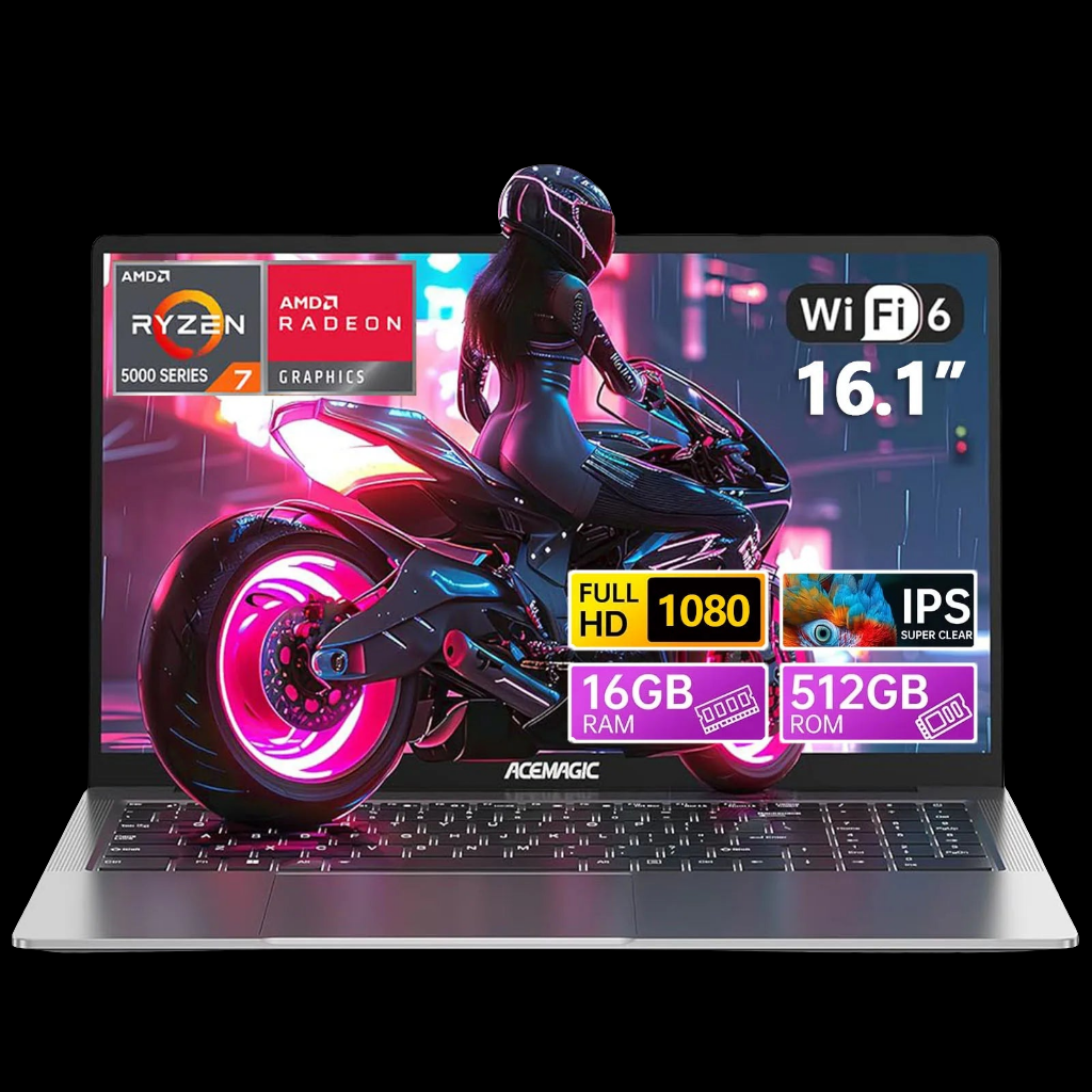 ACEMAGIC AX16Pro Gaming Laptop 16.1" IPS FHD AMD Ryzen™ 7 5700U Notebook 16GB DDR4+512GB PCI-E 53.58WH Windows 11 Computer